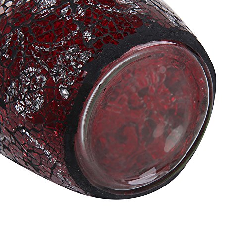 London Boutique Large Tall Vase 18" 40cm Vases for Flowers Handmade Decorative Mosaic Glitter Vase Sparkled Glass gift present (Large Red Rose)