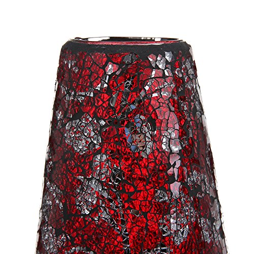 London Boutique Large Tall Vase 18" 40cm Vases for Flowers Handmade Decorative Mosaic Glitter Vase Sparkled Glass gift present (Large Red Rose)