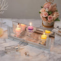 London Boutique Mirrored Candle Holder for 3 Candles – Sparkling Silver Frame with K9 Crystal Holders, Luxury Glass Tea Light & Votive Display Stand, Home Décor & Gift Idea (Flower Cups)