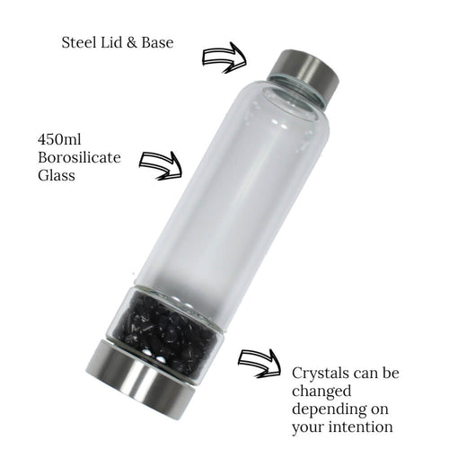 Black Obsidian Crystal Water Bottle