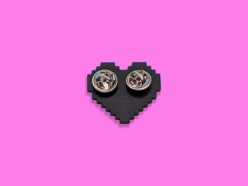 Trans flag pixel heart enamel pin
